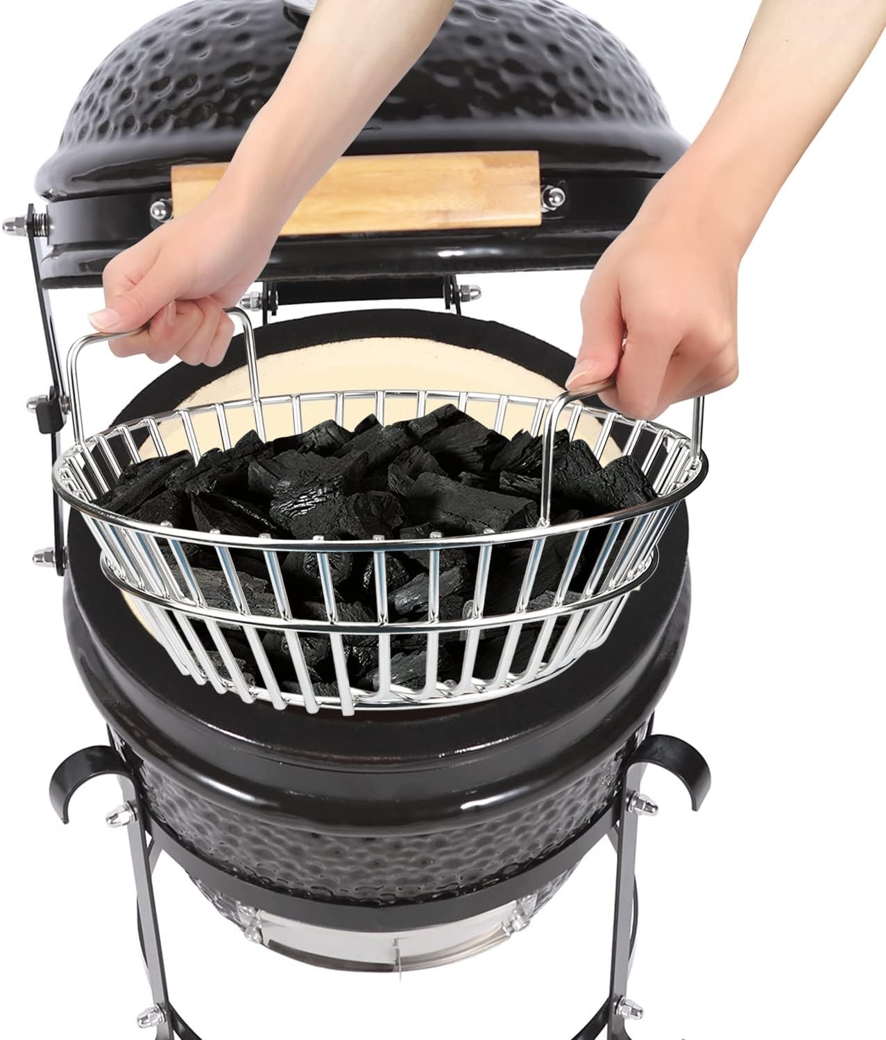 Charcoal Basket, Grill Ash Basket for Big Green Egg Large, 14 Inches Stainless Steel Ash Basket