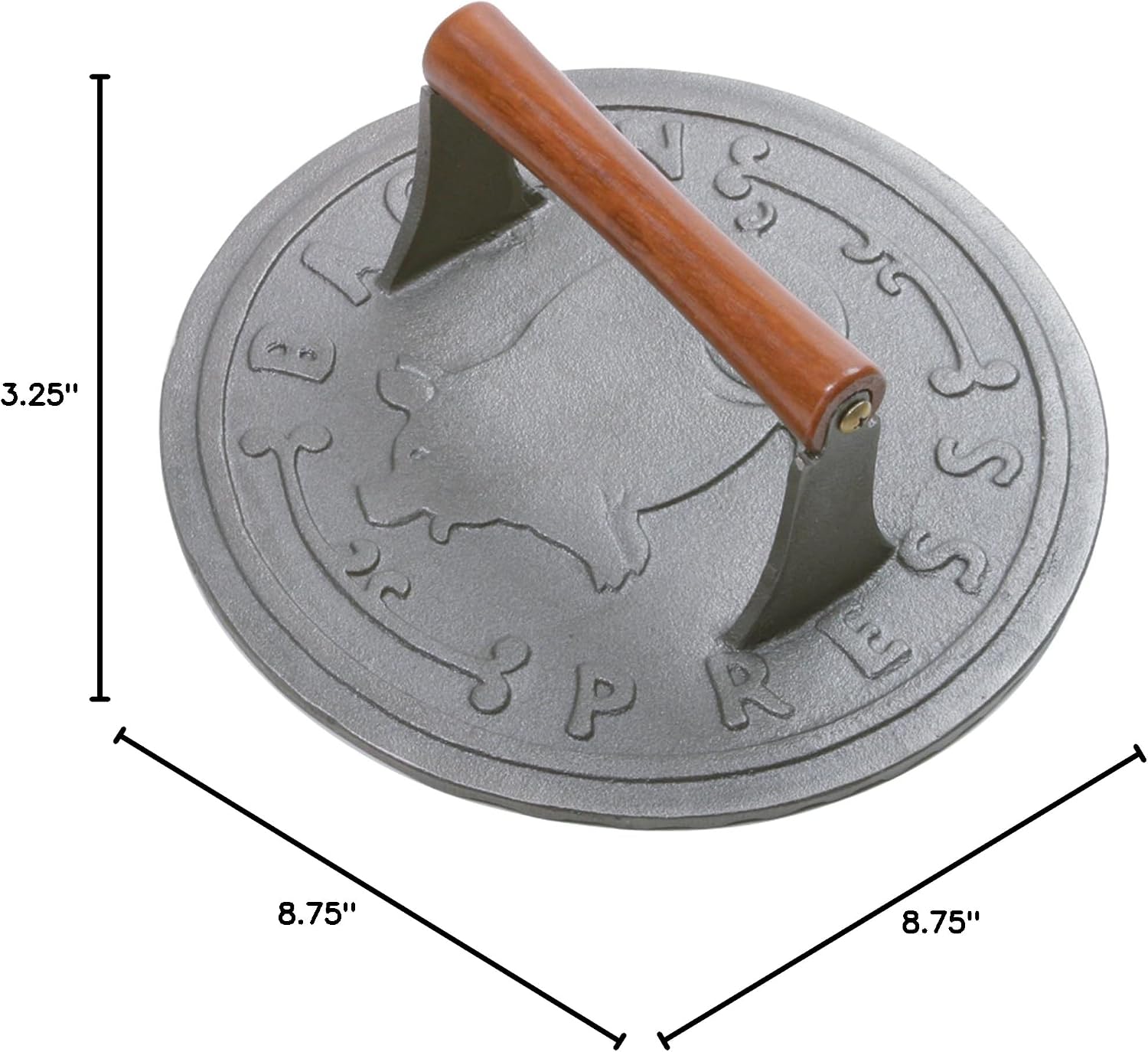 Norpro 8.75-Inch Cast Iron Bacon Press with Wood Handle, Round