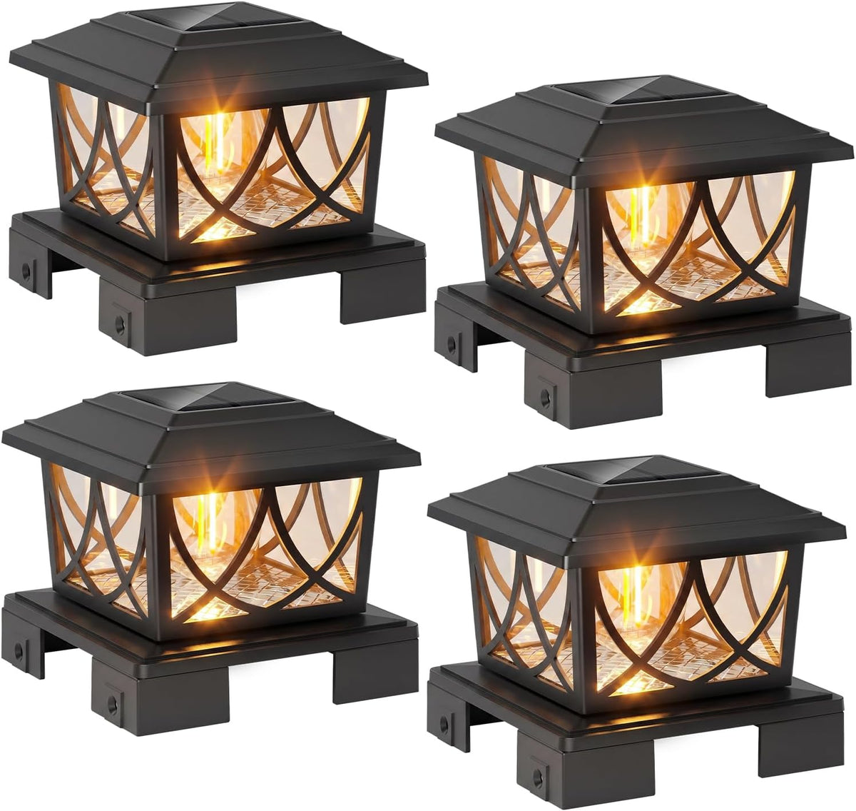 jofios solar post lights outdoor 4pack, adjustable base, main product view