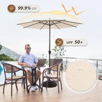 Abba Patio 9FT Lyon Outdoor Patio Umbrella Outdoor Table Umbrella with Push Button Tilt and Crank Market Umbrella 8 Sturdy Ribs UV Protection Waterproof for Garden Deck Backyard Pool Beige