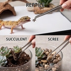 2-in-1 Bonsai Tweezers Set - 8.8" Stainless Steel Long Plant Tweezers with Rake & Spatula Tips, Straight + Curved Tools for Bonsai, Succulents & Terrariums