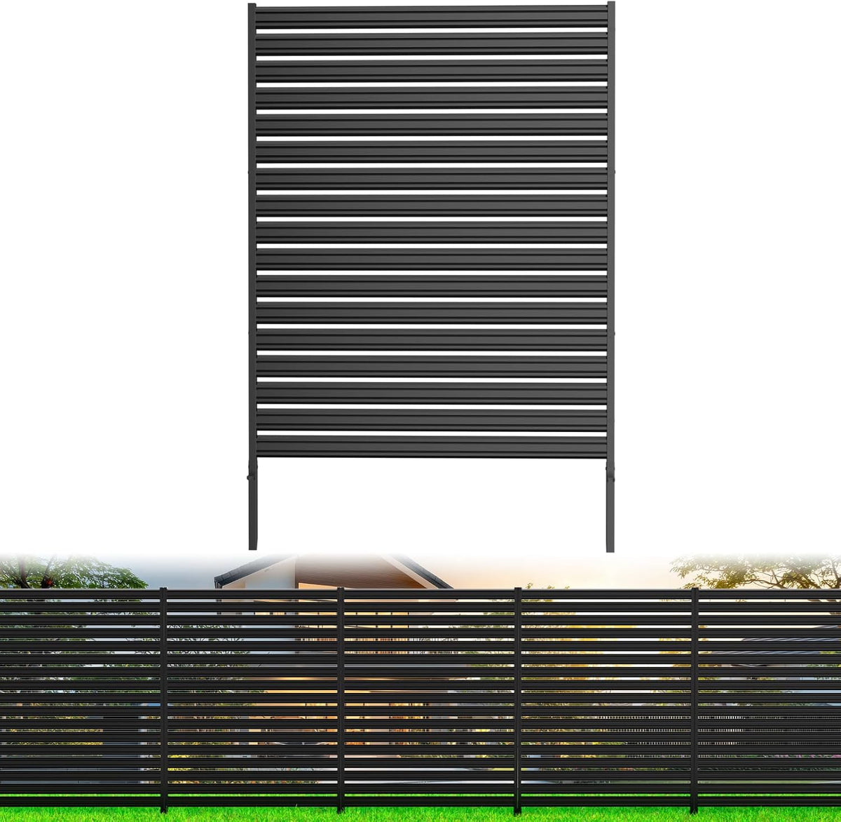 no-dig metal privacy fence screen, 60" h ×, main product view
