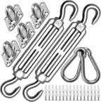 Sun Shade Sail Hardware Kit 8 Inch for Rectangle & Triangle Shade Sail Install, Stainless Steel ShadeSail Fixing Accessories for Outdoor Patio Canopy Garden, Heavy Duty Awning Attachment 40 Set