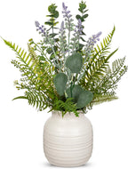 artificial eucalyptus & lavender arrangement in ceramic vase, main product view