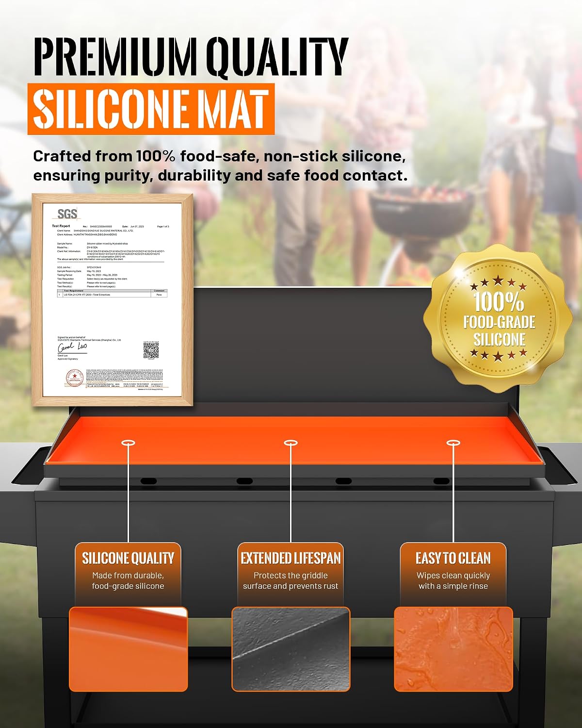 28 Inch Silicone Griddle Mat for Blackstone, Heavy-Duty Cover | Food-Grade Silicone, 1-Inch Raised Edge, Waterproof, Rust & Dust-Proof, Dishwasher Safe, Outdoor BBQ Accessories