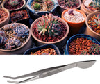 Bonsai Tweezers, Stainless Steel Long Handle Ergonomic Non Slip Grip with Smooth Edges for Removing Dead Leaves and Weeds from Bonsai Plants (Bent)