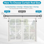 Black Curtain Rods for Windows 28 to 48 Inch, 2 Pack 5/8" Diameter Heavy Duty Metal Adjustable Small Drapery Rod With Bracket