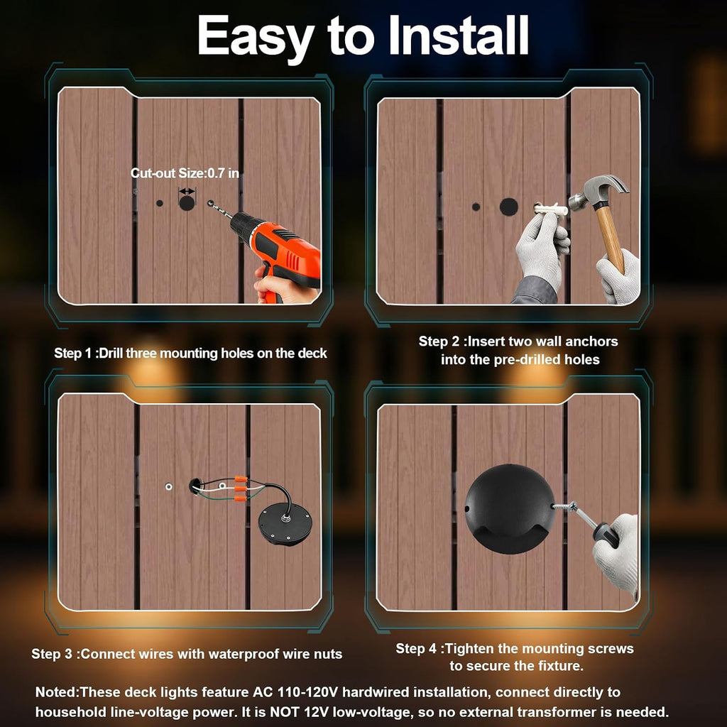 3w outdoor deck lights, 3000k led landscape step showing dimensions