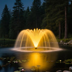Premium LED Pond Fountain with RGB Lighting System, Stainless Steel Rotor, All-Copper Motor, Remote Control, Dynamic Color Changing, for Garden Ponds (Two Lights)