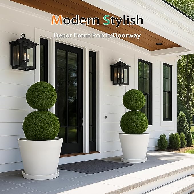 Wide Planters for Outdoor Plants, Extra Large Indoor Flower Pots for Garden, Front Porch, Patio - Round Resin Planter Set of 2 (White, 16 inch - 2 Pack)
