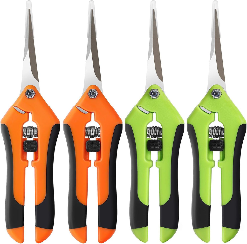 4 Pack Pruning Shears 6.5 Inch Stainless Steel Garden Scissors | with Sharp Precision Blades, Comfortable Ergonomic Hand Snips for Deadheading, Flowers, Trimming Herbs, Shaping Small Plants