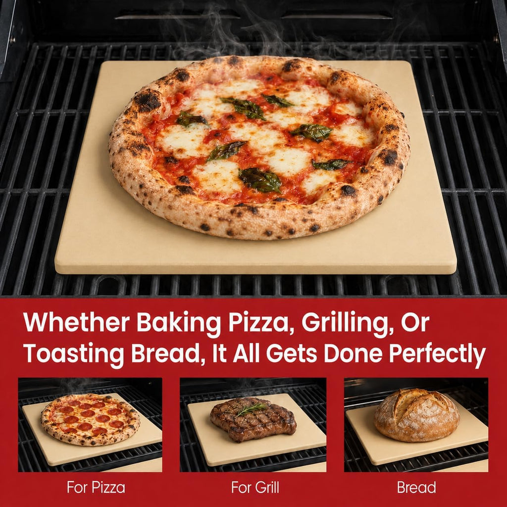 Pizza Stone, 12 Inch Heavy Duty Cordierite Baking Stone for Indoor Pizza Oven and Grill, Cooking Baking Stone, 850℉ Thermal Shock Resistant for Bread BBQ