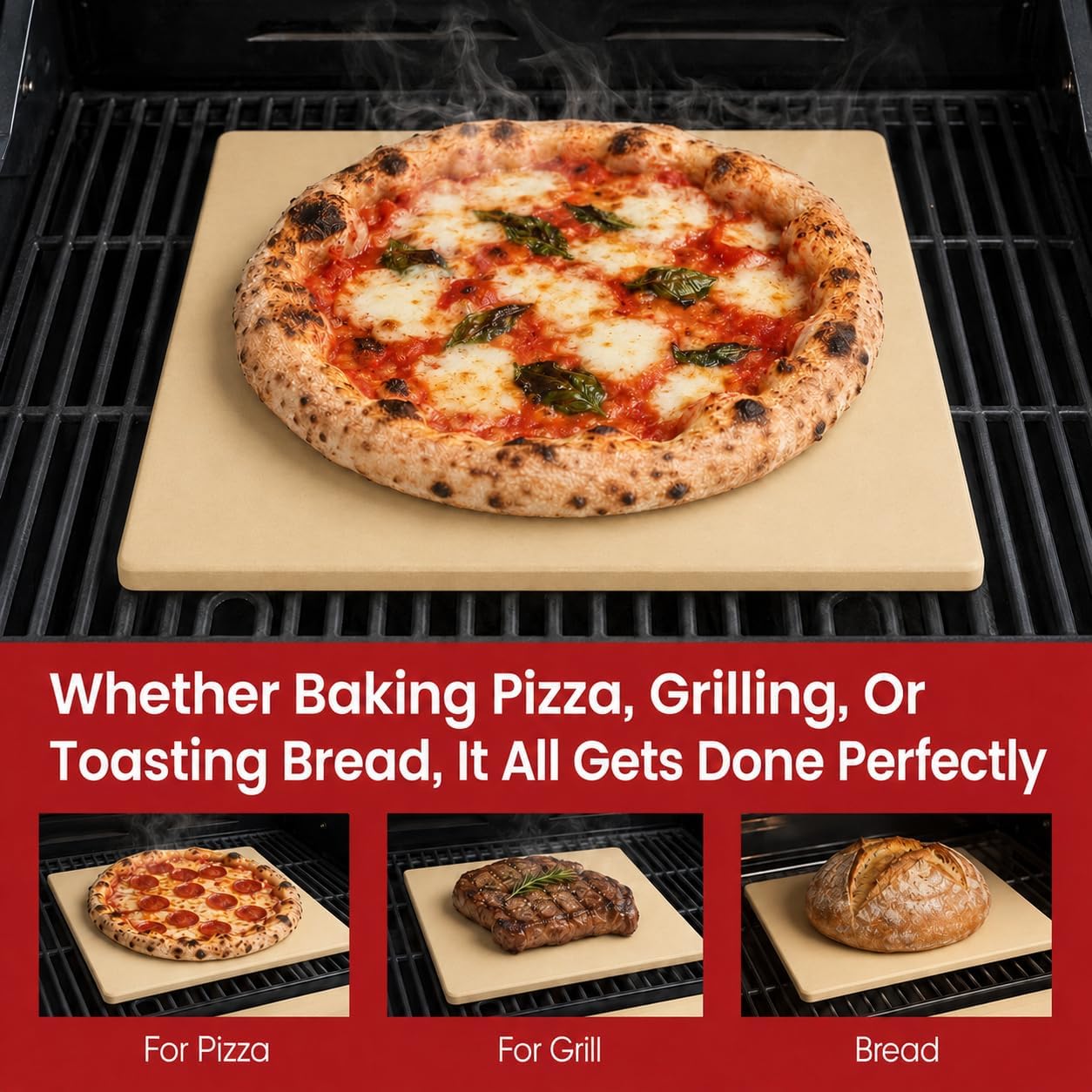 Pizza Stone, 12 Inch Heavy Duty Cordierite Baking Stone for Indoor Pizza Oven and Grill, Cooking Baking Stone, 850℉ Thermal Shock Resistant for Bread BBQ