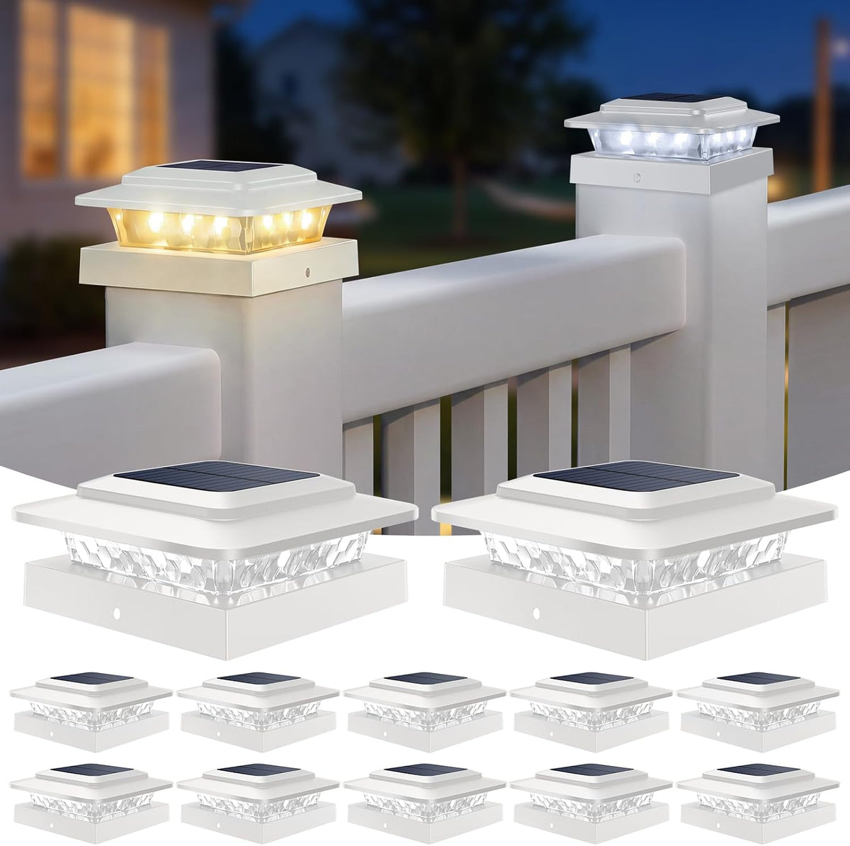 kolpop 4x4 solar post cap lights outdoor 12pack, main product view
