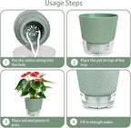 Self Watering Pots for Indoor Plants, with Visible Reservoir, 6 inch Plant Pot with Wick Rope Planter Pot for Indoor Outdoor Plants (Frosted Brick Red)