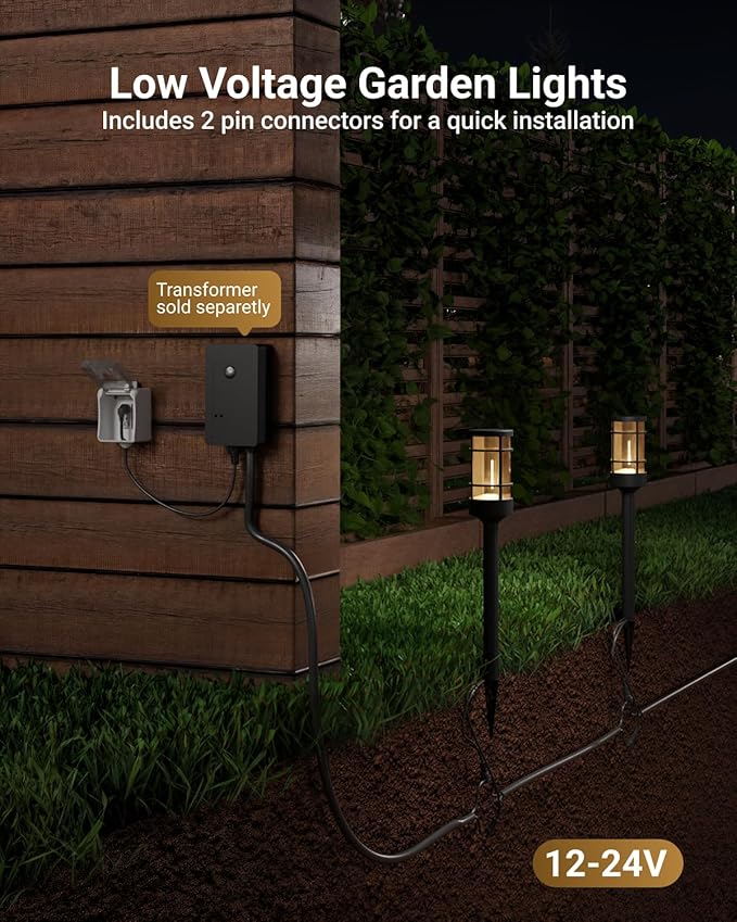 Sunco 6 Pack Low Voltage Garden Pathway Lights, LED Landscape Pathway Lighting, 1.5W, 50 LM, 3000K Warm White, Wet Rated, for Garden Pathway Walkway, Clear Glass Design with Connectors ETL