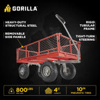 gorilla carts steel utility cart, 800 lb capacity shown in use