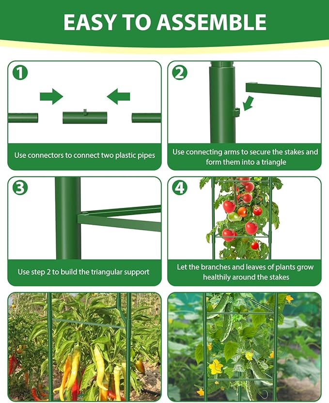 3 Pack Tomato Cages for Garden, 51in*13in Adjustable Tomatoes Plant Stakes Support Cages Trellis, Garden Trellis for Vegetable Flowers Fruits Climbing Plants- 20 Binding Wires Included