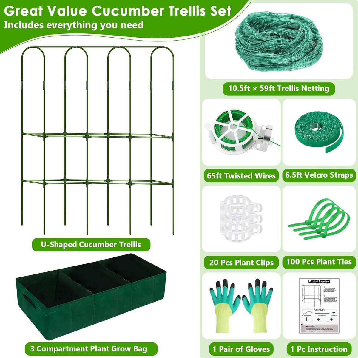roadplum cucumber trellis for climbing plants with grow, close-up detail