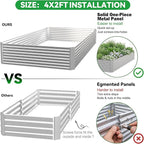 4 Pack Corrugated Galvanized Steel Raised Garden Bed Outdoor, Metal Above Ground Garden Bed for Vegetables and Flowers, Rectangle Raised Beds for Gardening-4x2FT