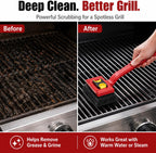Bristle-Free BBQ Grill Brush for Outdoor Grill, Steam Grill Cleaner with Scraper & 2 Detachable Scrub Heads for Gas, Charcoal, Porcelain, Cast Iron Grates