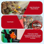 Glass Hummingbird Feeder, Red, 20 OZ | Hand-blown hummingbird feeder for outdoor hanging, reflective fish-scale design, leak-proof seal, ant moat, garden decor