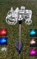 Solar Garden Stake Lights with Color Changing LED or Regular White LED Landscape Path Lights (Set of 2) (Tractor)