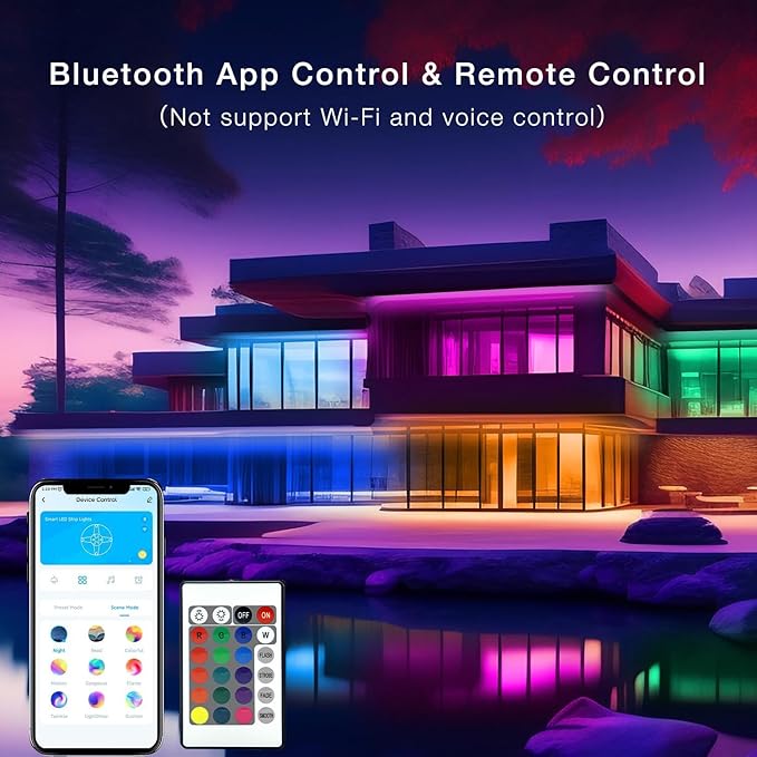 Outdoor LED Strip Lights Waterproof 200ft, IP67 Waterproof LED Light Strips with Remote, Music Sync APP Control, RGB Color Changing LED Lights for Roof, Balcony, Deck, Pool, Patio, Outdoor Decorations