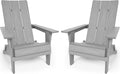 YEFU Adirondack Chairs Set of 2:Oversize Folding - 400lb Weight Capacity - Plastic Adirondack Chairs - High Back Like Wooden - All-Weather Use for Outdoor/Patio/Fire Pit/Garden/Camping - (Grey)