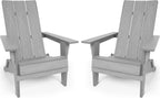 YEFU Adirondack Chairs Set of 2:Oversize Folding - 400lb Weight Capacity - Plastic Adirondack Chairs - High Back Like Wooden - All-Weather Use for Outdoor/Patio/Fire Pit/Garden/Camping - (Grey)