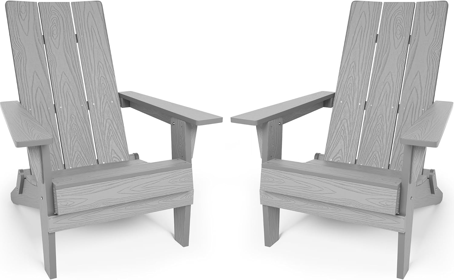 YEFU Adirondack Chairs Set of 2:Oversize Folding - 400lb Weight Capacity - Plastic Adirondack Chairs - High Back Like Wooden - All-Weather Use for Outdoor/Patio/Fire Pit/Garden/Camping - (Grey)