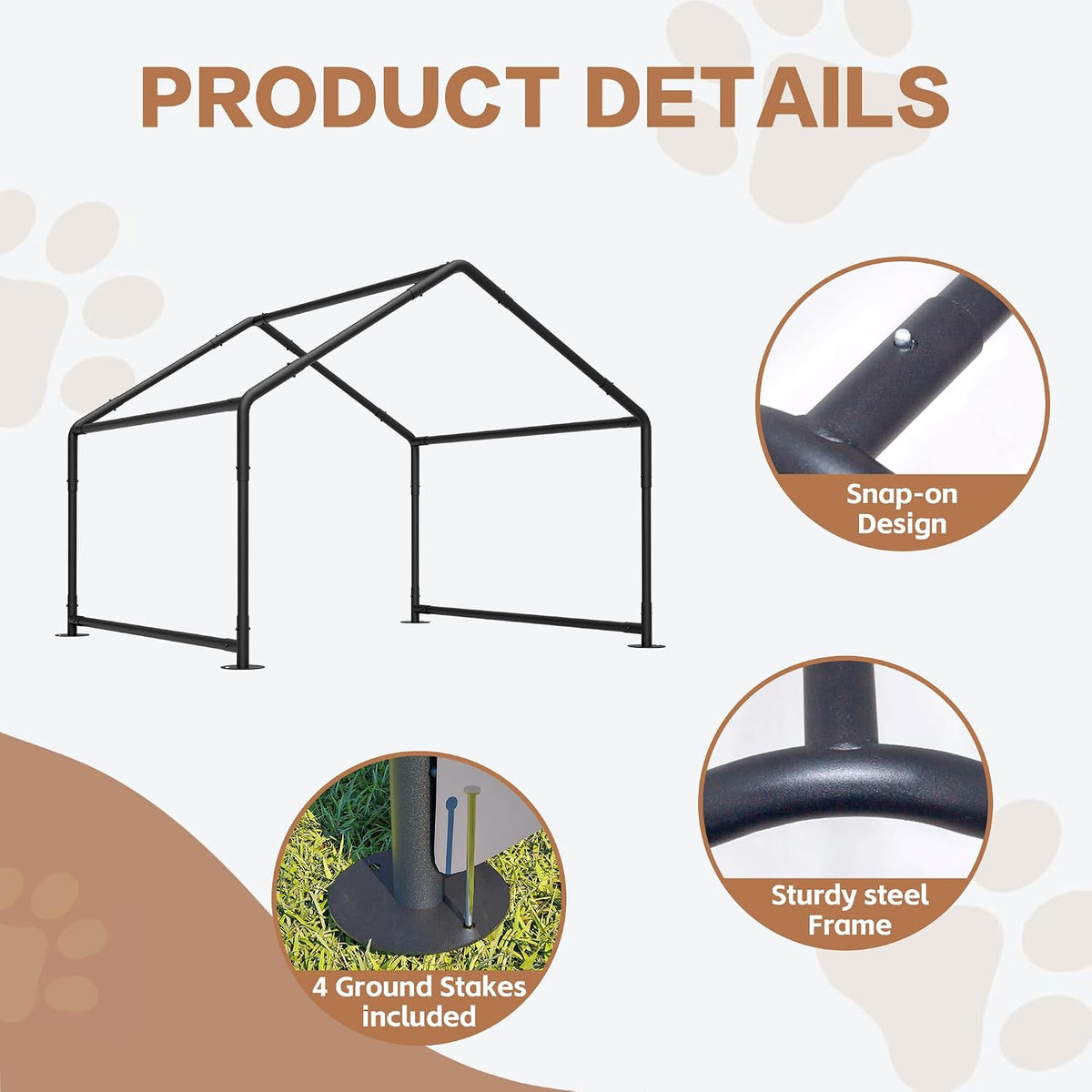 extra large dog shade shelter 4'x4'x3' waterproof, outdoor, side view
