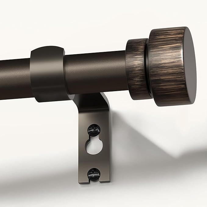 Modern Antique Brown Bronze Curtain Rods for Windows 66 to 120 Inches Adjustable Heavy Duty 1" Diameter Window Rod with Decorative Finials for Outdoor Farmhouse Bedroom Kitchen Living Room