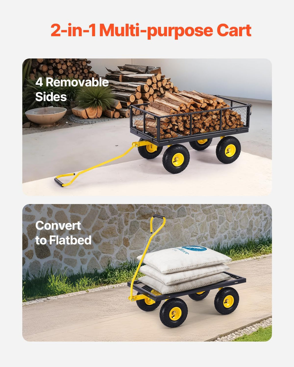 vevor heavy duty steel garden cart 900 lbs, close-up detail