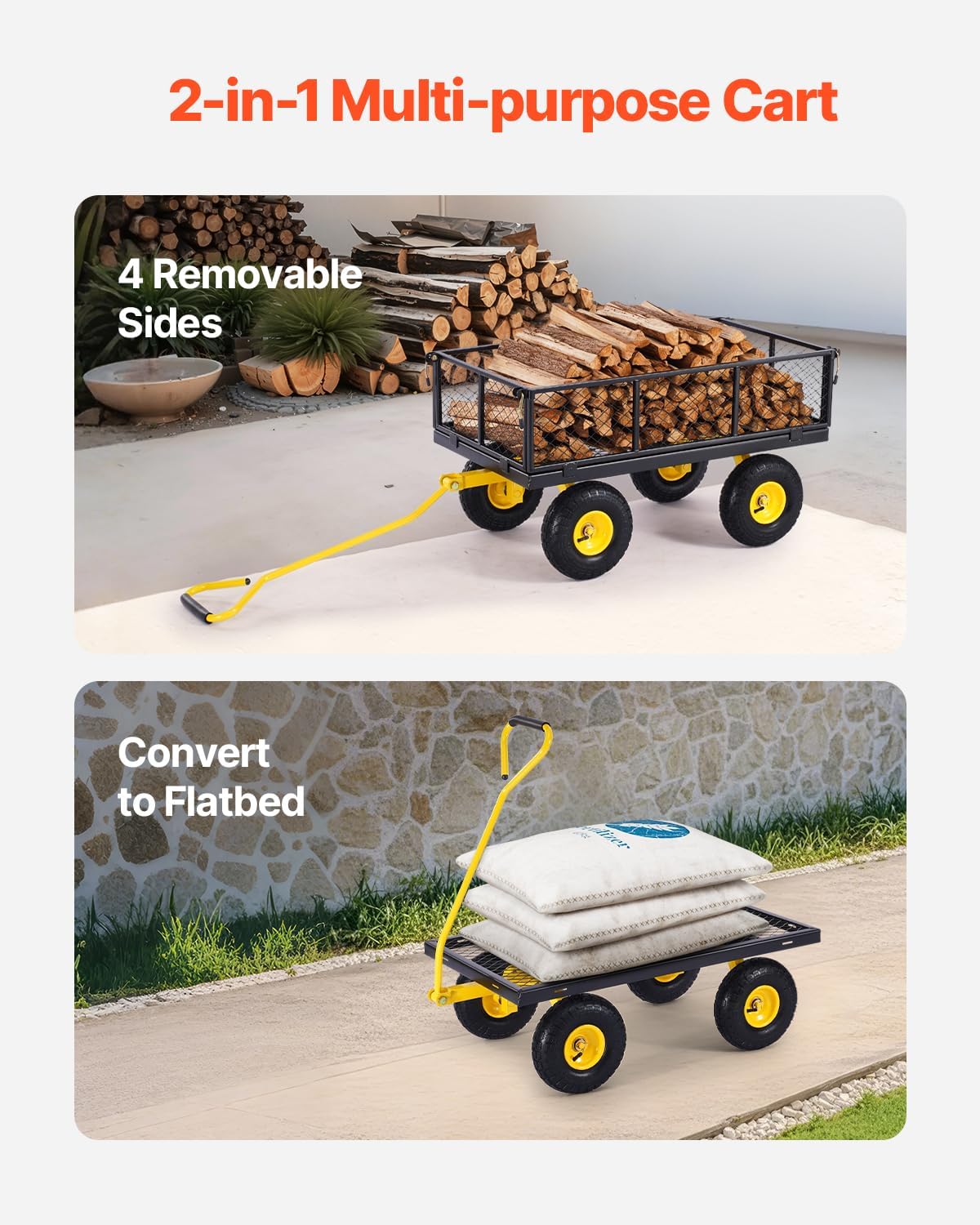 vevor heavy duty steel garden cart 900 lbs, close-up detail