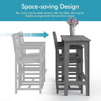 Ciokea 3 Pcs Outdoor Bar Height Table Set, 60" Extra Long Rectangle High Top Table and 2 Oversized Adirondack Chairs Set, Heavy-Duty All-Weather HDPE Patio Bar Set for Backyard Balcony Deck,Grey