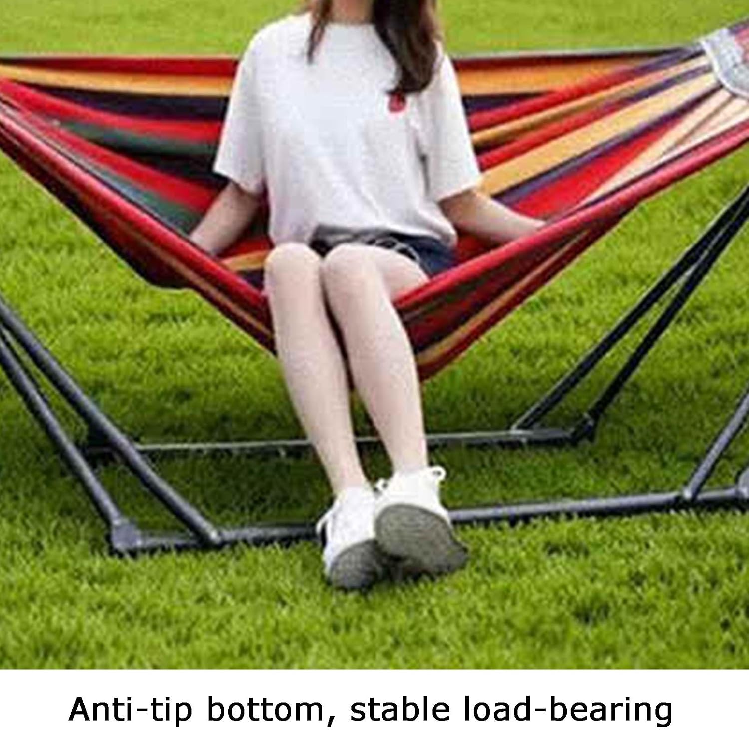 Hammock with Stand, Can Bear 350kg Adjustable Swing Holder Rack,for Outdoor Patio Travel(with Hammock)(Blue)