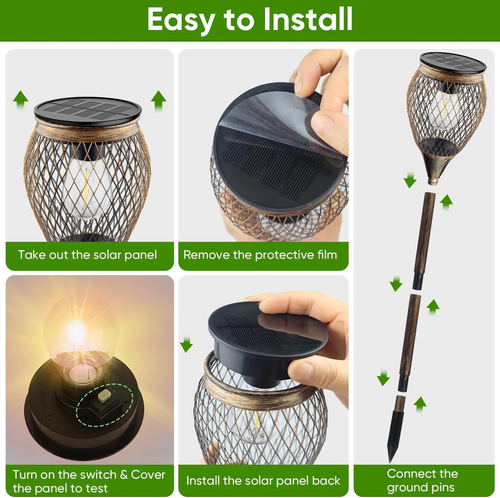 4 Pack Solar Pathway Lights Outdoor,IP65 Waterproof - Bright Outdoor Solar Lights for Yard,Auto On/Off Solar Driveway Lights,Solar Path Lights for Walkway Driveway Garden