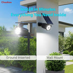 2 Pack Solar Motion Lights Outdoor, Solar Spotlights with Motion Sensor, IP67 Waterproof Solar Power Security Lights, 360° Rotatable for Garden, Yard, Pathway, Fence, Driveway, 1200LM