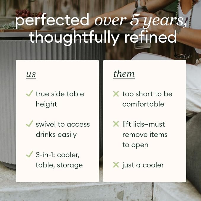 Veradek Outdoor Cooler Side Table - 2 in 1 - Designed for use as Outdoor Side Table, Patio Decor and Ice Chest