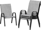 UDPATIO Patio Chairs Set of 4, Stackable Outdoor Dining Chairs with High Back, Breathable Textilene Fabric Outdoor Chair All Weather, 350LBS Capacity for Garden, Backyard (Light Grey)