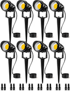 SUNVIE Low Voltage Landscape Lights Landscape Lighting with Connector 8Pack | Waterproof LED Landscape Lights Low Voltage Warm White 900LM Wall Tree Flag Outdoor Spotlights (Require Transformer))