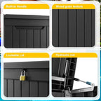 ROJIK Outdoor Storage Housing Deck Box,Waterproof Patio Furniture, Garden Tools,Cushions,Pool Accessories Storage Bench with Lockable Lid and Side Handles (Black,280 Gal)