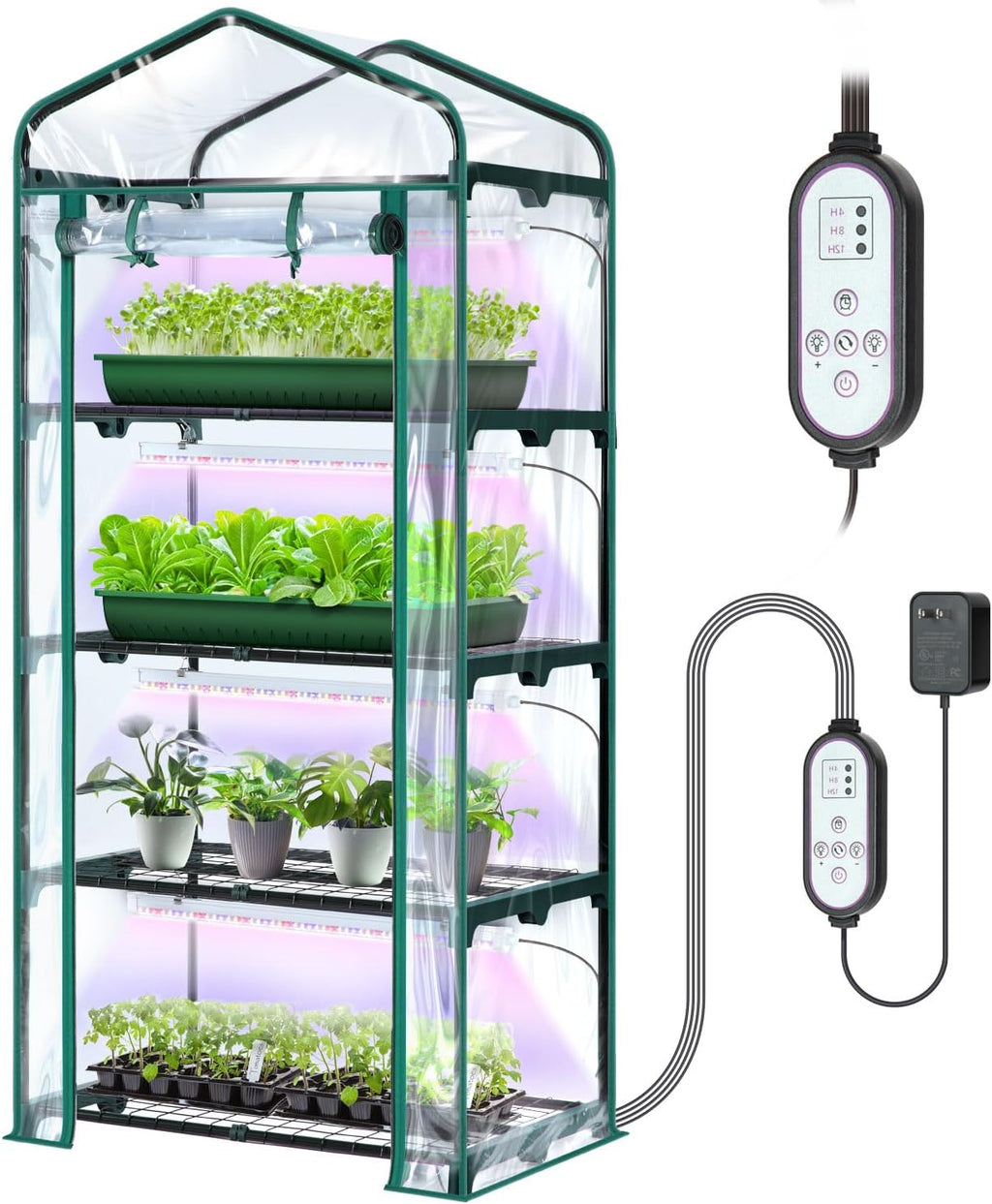 indoor greenhouse with grow light, ohuhu 4-tier mini, main product view