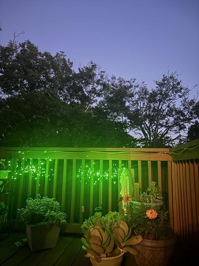 YOTOZU 4 PCS Solar Firework Light, Outdoor Solar Garden Decorative Lights 120 LED Powered 40 Copper Wires String DIY Landscape Light for Walkway Pathway Backyard Decor Parties Perfect Gifts(Green)