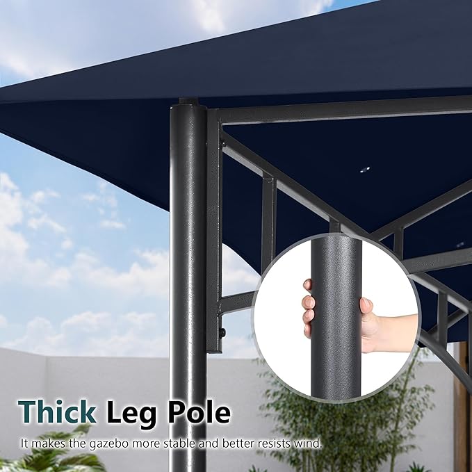 MASTERCANOPY Outdoor Garden Gazebo for Patios with Stable Steel Frame and Netting Walls (9x9,Navy Blue)