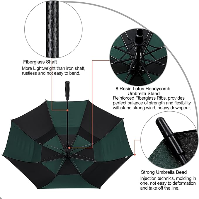 G4Free 47/54/62/68/72 Inch Automatic Open Golf Umbrella Oversize Extra Large Double Canopy Vented Windproof Waterproof Stick Umbrellas