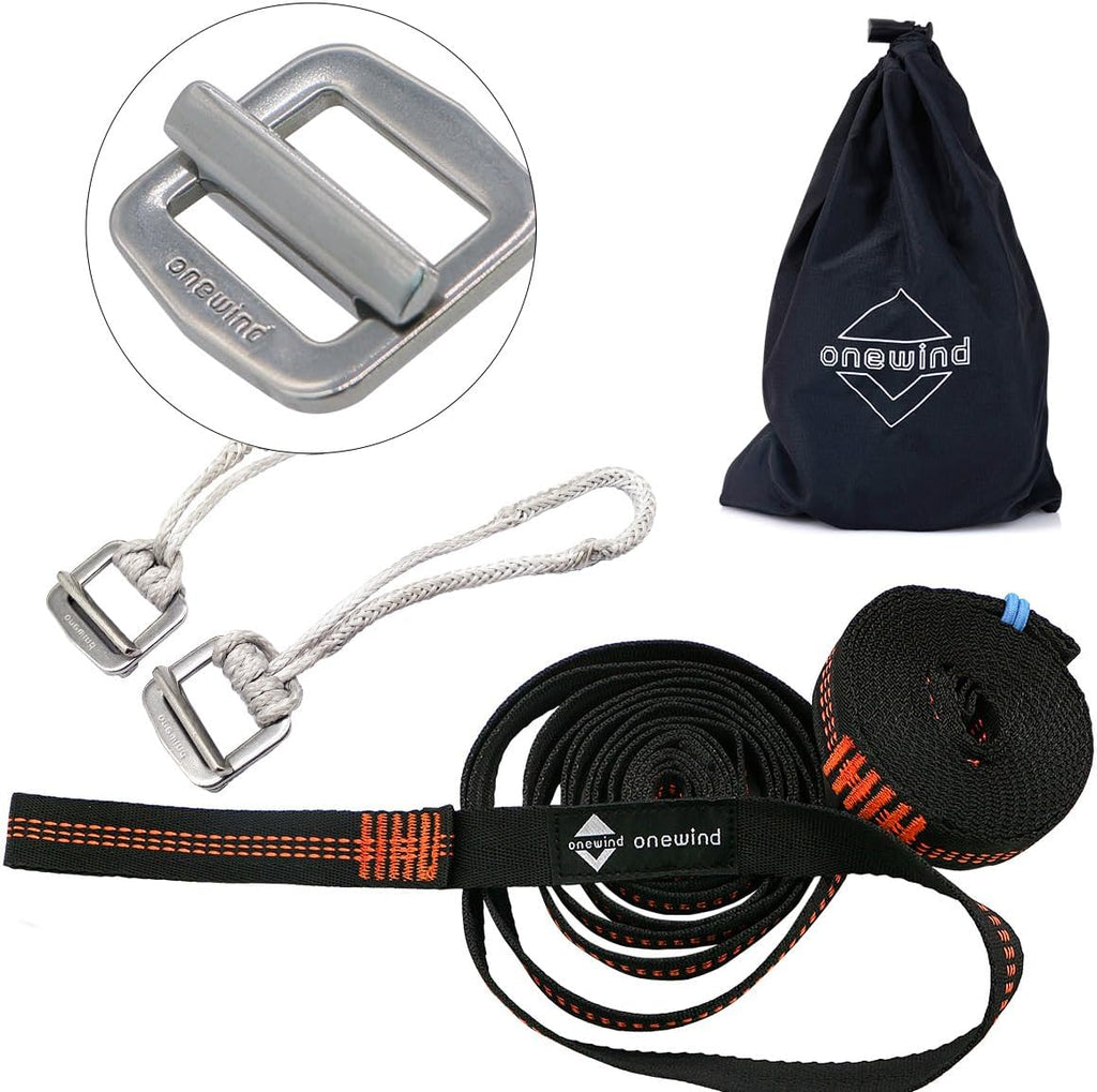Onewind 2 * 12Ft Hammock Straps Set, Heavy Duty Tree-Friendly Straps | Hanging Kit with Cinch Buckle 1 Inch Wide 1500 LBS Durable Lightweight No-Stretch and Easy to Set Up, Orange