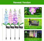 KOOPER Solar Lights Outdoor Garden Decor, 4 Pack Upgraded Delphinium Solar Garden Lights with 36 LEDs, Vivid Flowers Outdoor Waterproof for Landscape Patio Yard Decor
