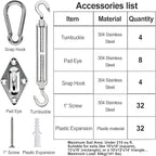 YOFIT 80 Pcs Shade Sail Hardware Kit 6 inch for Triangle Rectangle Sun Shade Sail Installation, 304 Grade Stainless for Garden Outdoors